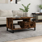 Salontafel met bewerkt hout en metalen poten voor een stijlvolle woonkamer - Gerookt eiken / 1 - Salontafels