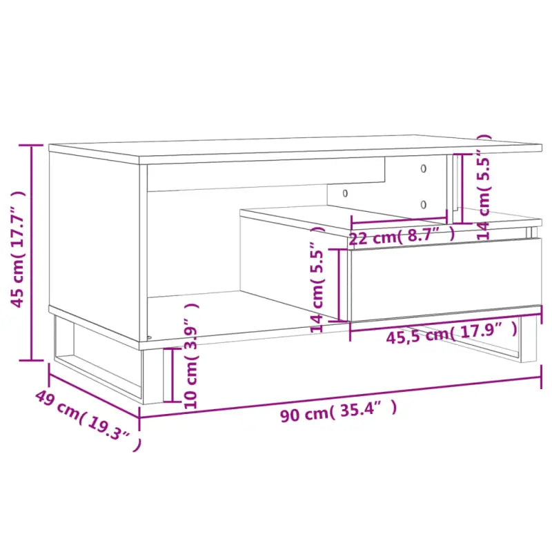 Salontafel met bewerkt hout en metalen poten voor een stijlvolle woonkamer - Salontafels