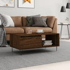 Salontafel met bewerkt hout en metalen poten voor een stijlvolle woonkamer - bruin eikenkleur / 1 - Salontafels