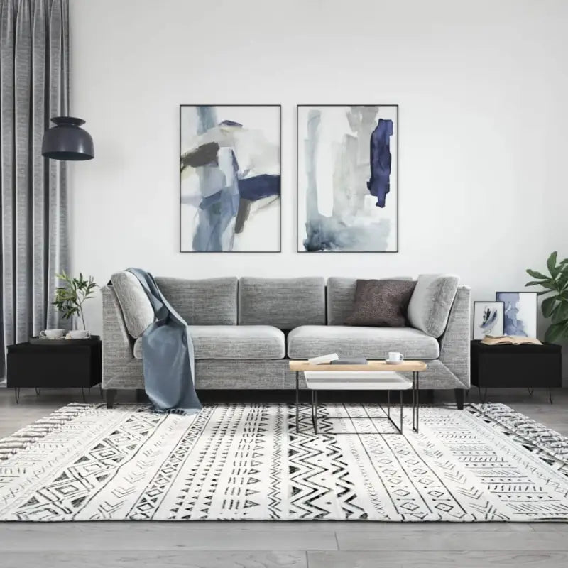 Salontafel met bewerkt hout en metalen poten voor elegante woonkamer stijl - Zwart / 2 - Salontafels