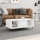 Salontafel met bewerkt hout en metalen poten voor elegante woonkamer - Wit / 1 - Salontafels