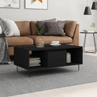 Salontafel met bewerkt hout en metalen poten voor elegante woonkamer - Zwart / 1 - Salontafels