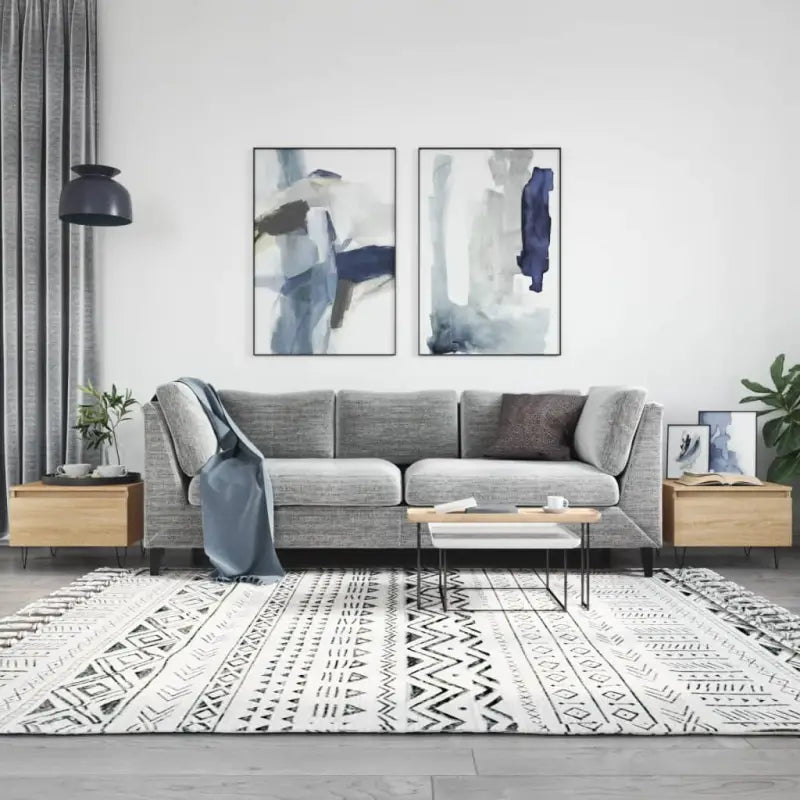 Salontafel met bewerkt hout en metalen poten voor elegante woonkamer stijl - Sonoma eiken / 2 - Salontafels