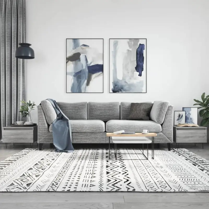 Salontafel met bewerkt hout en metalen poten voor elegante woonkamer stijl - Grijs sonoma / 2 - Salontafels