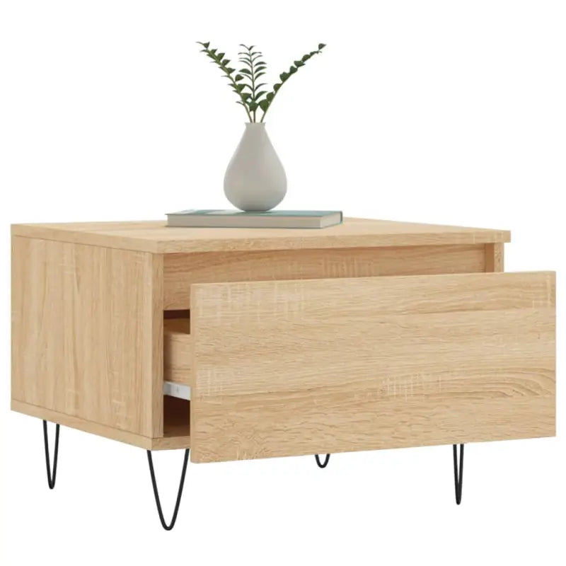 Salontafel met bewerkt hout en metalen poten voor elegante woonkamer stijl - Salontafels
