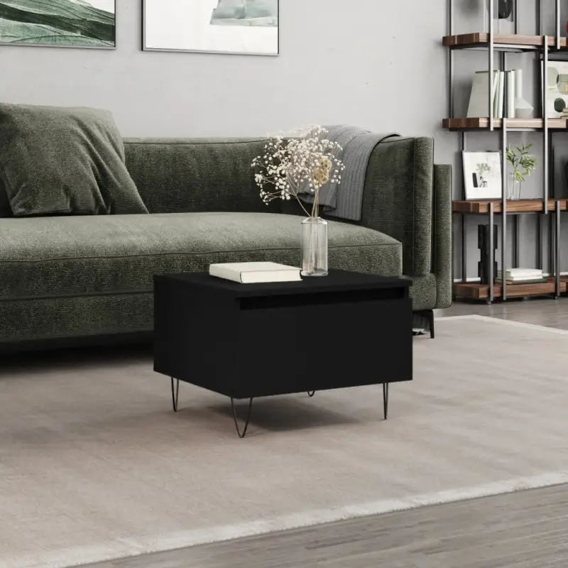 Salontafel met bewerkt hout en metalen poten voor elegante woonkamer stijl - Zwart / 1 - Salontafels