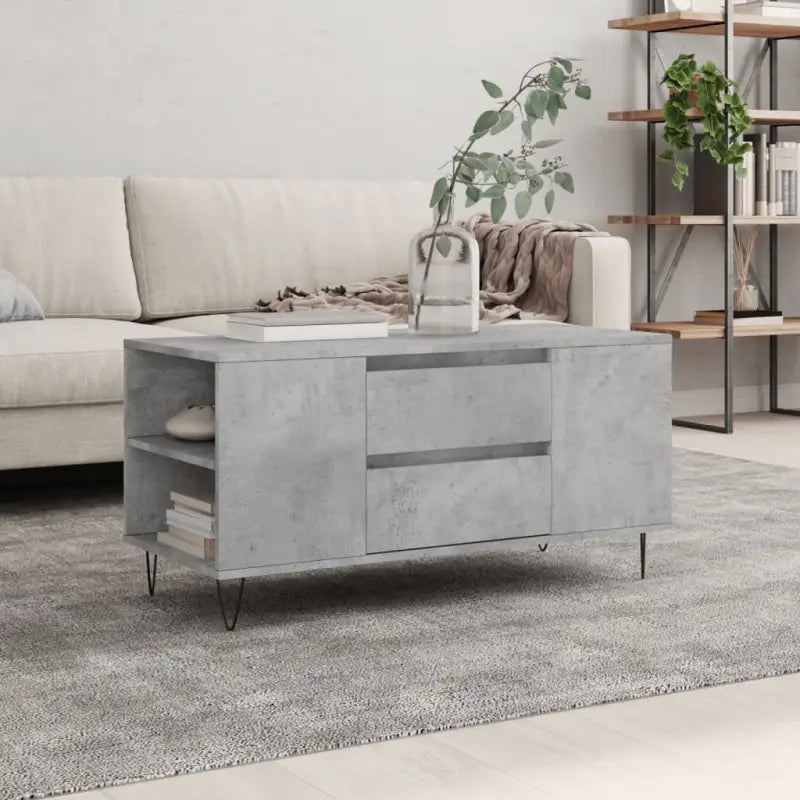 Salontafel met bewerkt hout en metalen poten voor stijlvolle woonkamer - Betongrijs / 1 - Salontafels