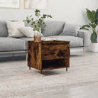Salontafel met bewerkt hout en metalen poten voor stijlvolle woonruimte - Gerookt eiken / 1 - Salontafels