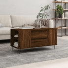 Salontafel met bewerkt hout en metalen poten voor stijlvolle woonkamer - bruin eikenkleur / 1 - Salontafels