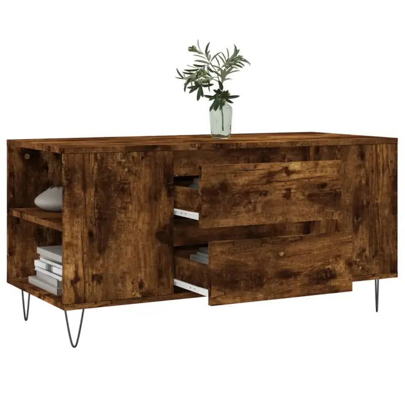Salontafel met bewerkt hout en metalen poten voor stijlvolle woonkamer - Salontafels