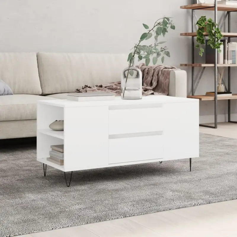Salontafel met bewerkt hout en metalen poten voor stijlvolle woonkamer - Wit / 1 - Salontafels