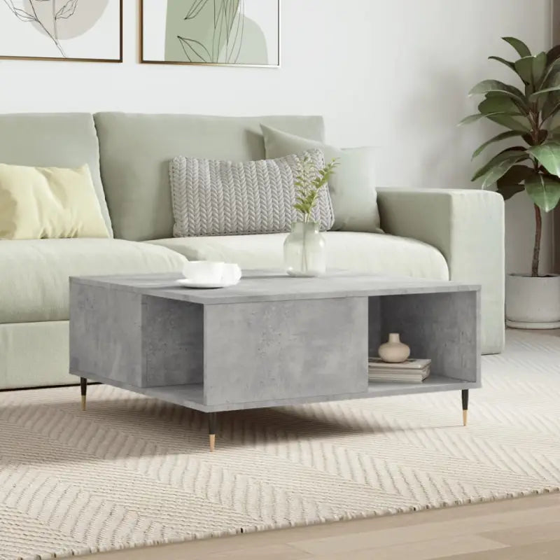 Salontafel met bewerkt hout en metalen poten voor stijlvolle woonkamers - Betongrijs / 1 - Salontafels