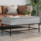 Salontafel met bewerkt hout en verstelbare poten in grijs sonoma - Grijs sonoma / 100 x 50 x 45 cm / 1 - Salontafels