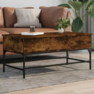 Salontafel met bewerkt hout en verstelbare poten in grijs sonoma - Gerookt eiken / 100 x 50 x 45 cm / 1 - Salontafels