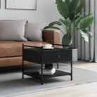 Salontafel met bewerkt hout en verstelbare poten voor elegante woonkamer - Zwart / 1 / 50 cm - Salontafels