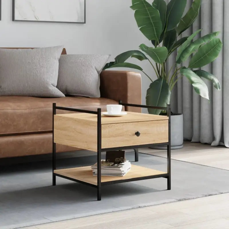 Salontafel met bewerkt hout en verstelbare poten voor elegante woonkamer - Sonoma eiken / 1 / 50 cm - Salontafels