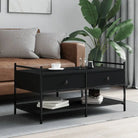 Salontafel met bewerkt hout en verstelbare poten voor elegante woonkamer - Zwart / 1 / 99 cm - Salontafels
