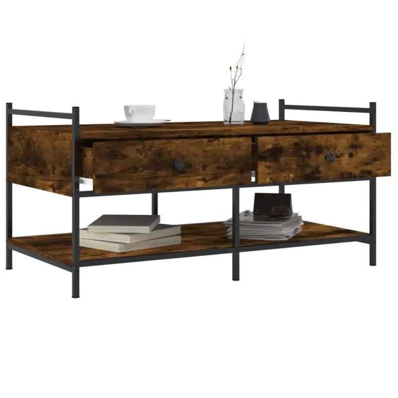 Salontafel met bewerkt hout en verstelbare poten voor elegante woonkamer - Salontafels