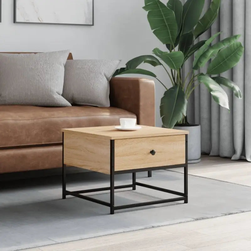 Salontafel met bewerkt hout en verstelbare poten voor elegantie - Sonoma eiken / 1 / 51 cm - Salontafels
