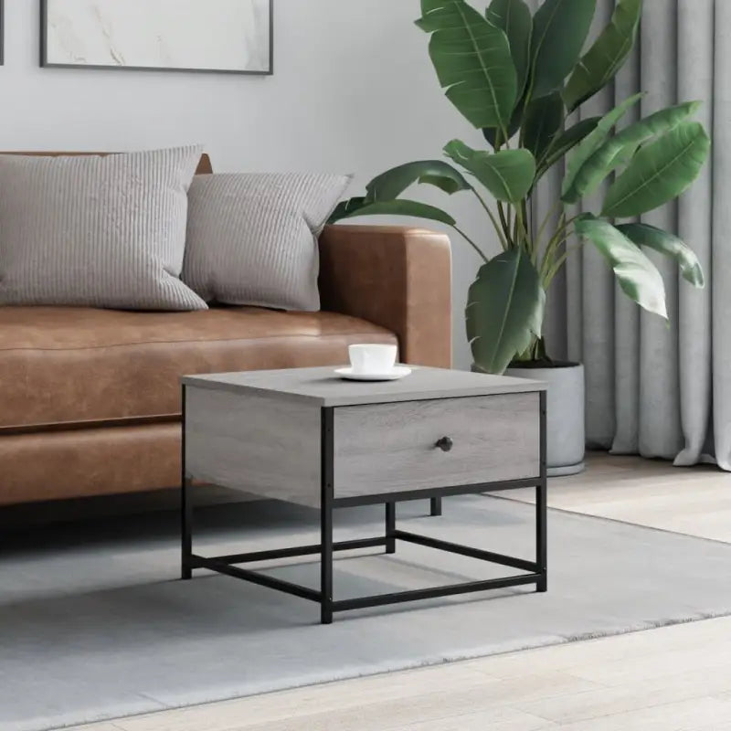 Salontafel met bewerkt hout en verstelbare poten voor elegantie - Grijs sonoma / 1 / 51 cm - Salontafels