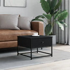 Salontafel met bewerkt hout en verstelbare poten voor elegantie - Zwart / 1 / 51 cm - Salontafels