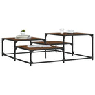 Salontafel met bewerkt hout metalen frame en verstelbare poten - bruin eikenkleur / 107 x 107 x 40 cm / 1 - Salontafels