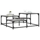 Salontafel met bewerkt hout metalen frame en verstelbare poten - Grijs sonoma / 87.5 x 87.5 x 40 cm / 1 - Salontafels