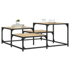 Salontafel met bewerkt hout metalen frame en verstelbare poten - Sonoma eiken / 87.5 x 87.5 x 40 cm / 1 - Salontafels
