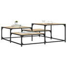 Salontafel met bewerkt hout metalen frame en verstelbare poten - Sonoma eiken / 107 x 107 x 40 cm / 1 - Salontafels