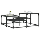 Salontafel met bewerkt hout metalen frame en verstelbare poten - Zwart / 87.5 x 87.5 x 40 cm / 1 - Salontafels