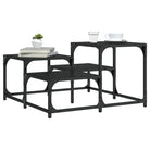 Salontafel met bewerkt hout metalen frame en verstelbare poten - Zwart / 68 x 68 x 40 cm / 1 - Salontafels