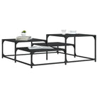 Salontafel met bewerkt hout metalen frame en verstelbare poten - Zwart / 107 x 107 x 40 cm / 1 - Salontafels