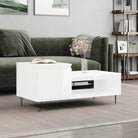 Salontafel met bewerkt hout metalen poten en hoogglans wit afwerking - Salontafels