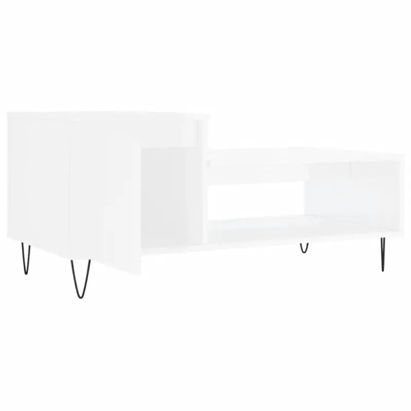 Salontafel met bewerkt hout metalen poten en hoogglans wit afwerking - Salontafels
