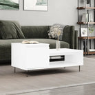 Salontafel met bewerkt hout metalen poten en hoogglans wit afwerking - Wit / 1 - Salontafels