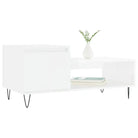 Salontafel met bewerkt hout metalen poten en hoogglans wit afwerking - Salontafels