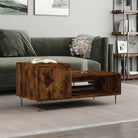 Salontafel met bewerkt hout metalen poten en hoogglans wit afwerking - Gerookt eiken / 1 - Salontafels