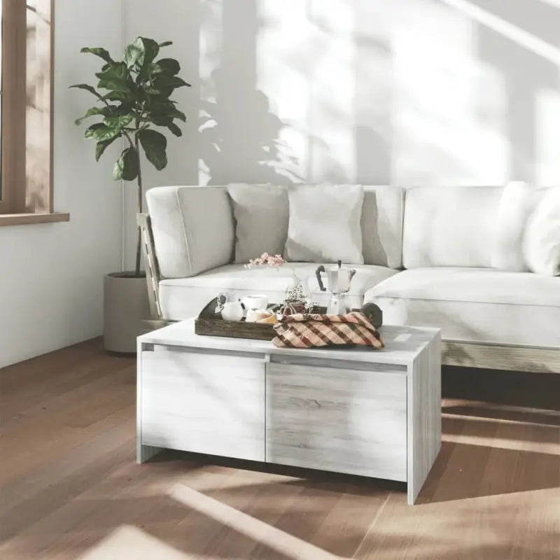 Salontafel met bewerkt hout met modern en tijdloos ontwerp - Grijs sonoma / 1 - Salontafels
