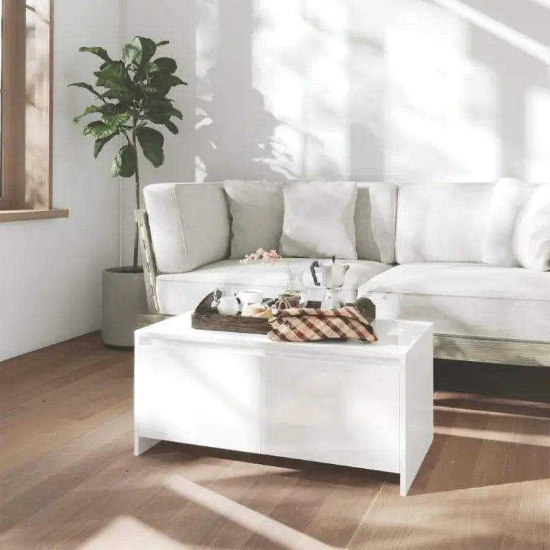 Salontafel met bewerkt hout met modern en tijdloos ontwerp - Hoogglans wit / 1 - Salontafels