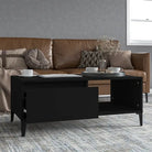 Salontafel met bewerkt hout voor industriële charme en extra opbergruimte - Zwart / 1 - Salontafels