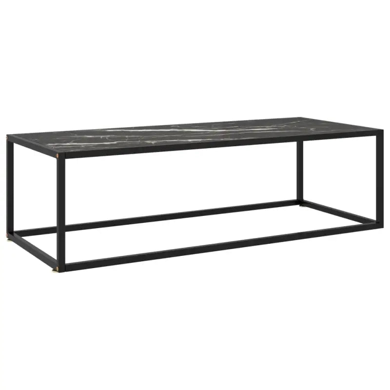 Salontafel met gehard glas en gepoedercoat staal voor moderne woonkamers - marmerzwart / 120 x 50 x 35 cm / 1