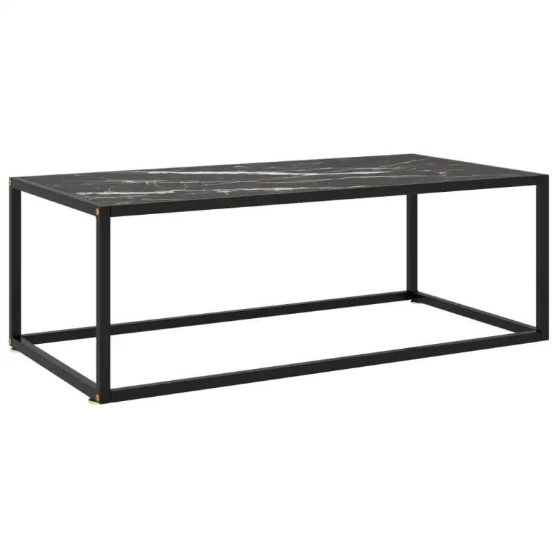 Salontafel met gehard glas en gepoedercoat staal voor moderne woonkamers - marmerzwart / 100 x 50 x 35 cm / 1