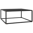 Salontafel met gehard glas en gepoedercoat staal voor moderne woonkamers - Zwart / 80 x 80 x 35 cm / 1 - Salontafels