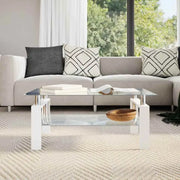 Salontafel met gehard glas en melamine poten voor moderne stijl - Wit / 1 - Salontafels