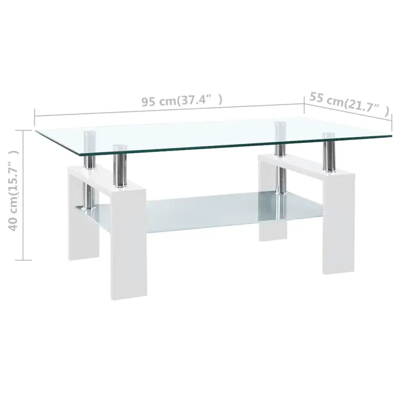 Salontafel met gehard glas en melamine poten voor moderne stijl - Wit / 1 - Salontafels