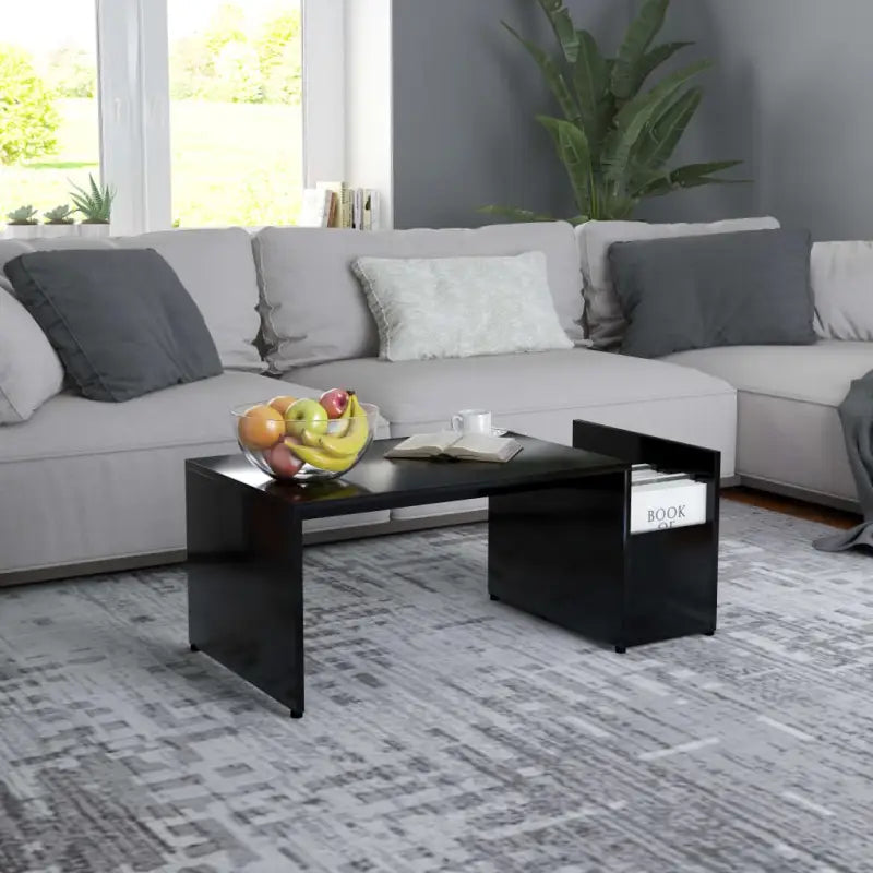 Salontafel met geometrische vorm en bewerkt hout voor een chique look - Zwart / 1 - Salontafels