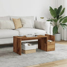 Salontafel met geometrische vorm en bewerkt hout voor een chique look - Oud hout / 1 - Salontafels
