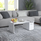Salontafel met geometrische vorm en bewerkt hout voor een chique look - Wit / 1 - Salontafels