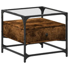 Salontafel met glazen blad en gerookt eiken afwerking - Salontafels