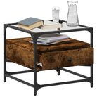 Salontafel met glazen blad en gerookt eiken afwerking - Salontafels